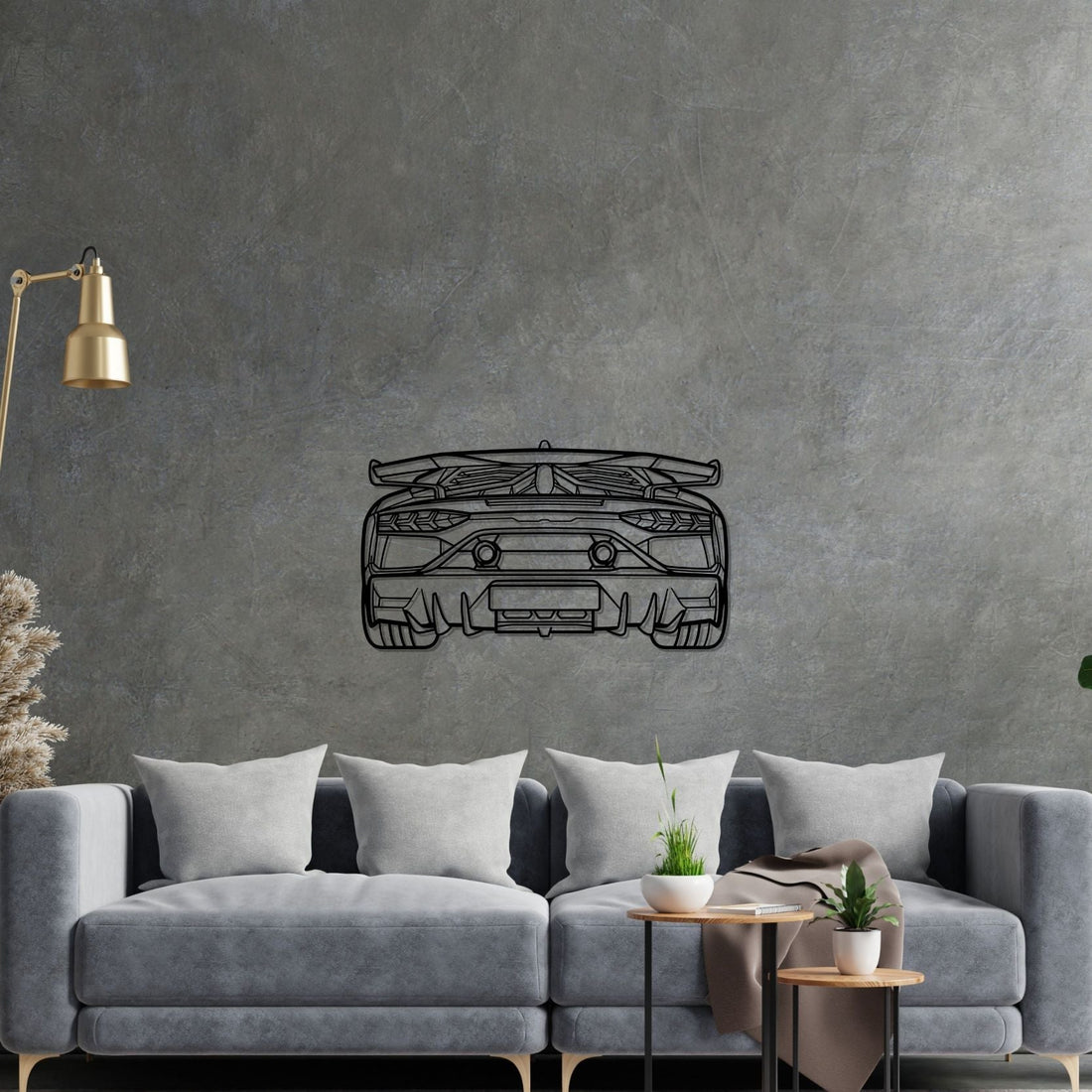 Aventador SVJ 2021 Back Silhouette Metal Wall Art