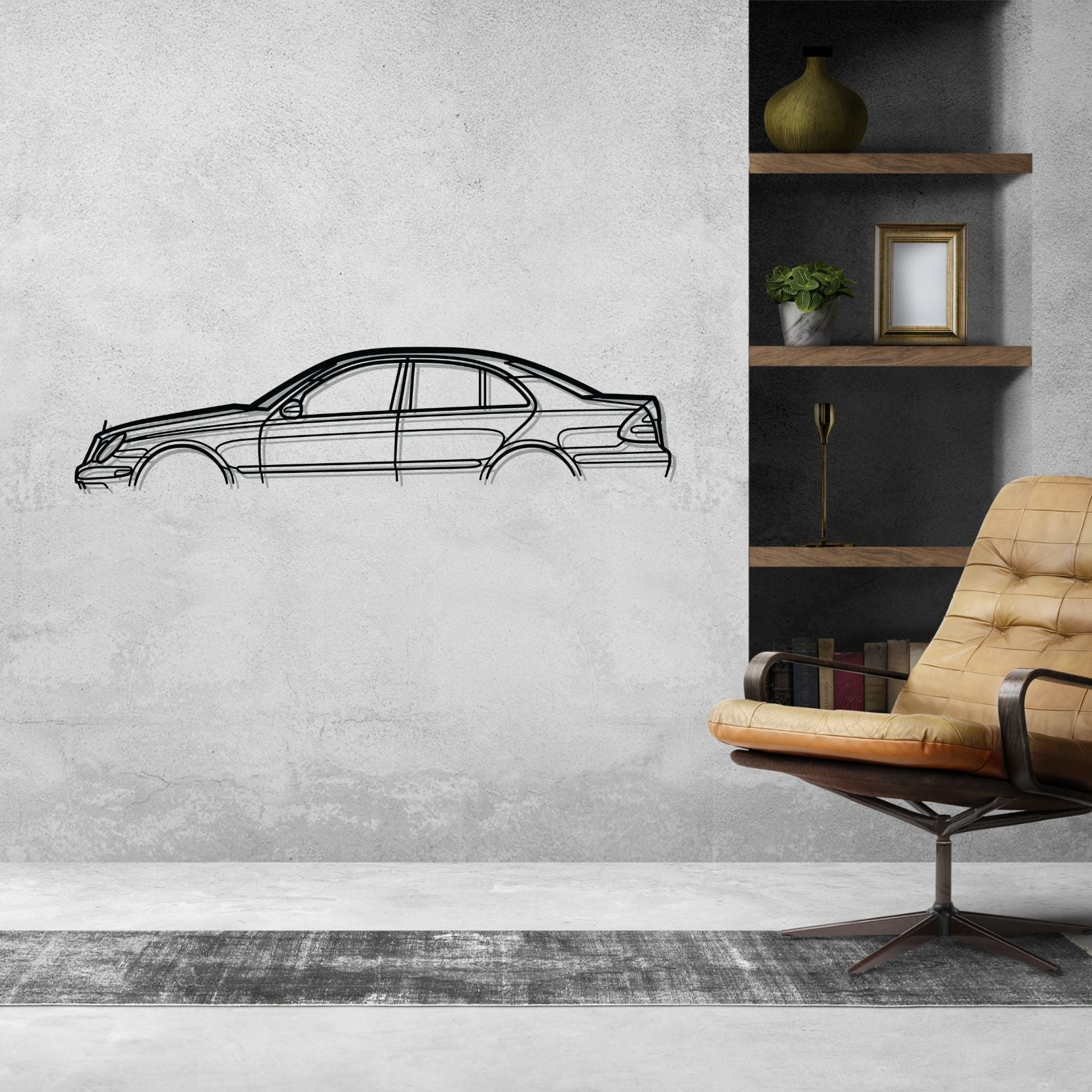 Mercedes E55 AMG W211 Classic Silhouette Metal Wall Art