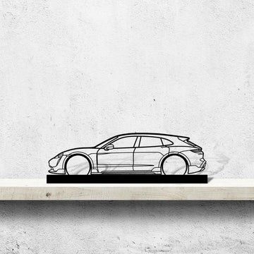 Taycan Turbo Cross Turismo Silhouette Metal Art Stand